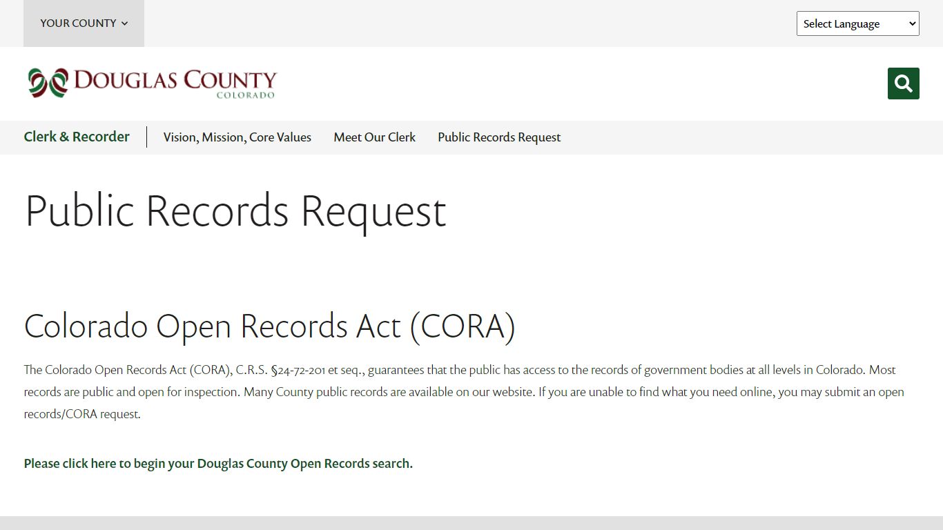 Public Records Request - Douglas County